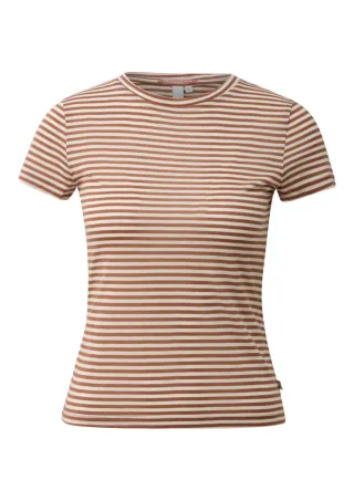 Q/S designed by - Gestreiftes T-Shirt braun/beige - Gr. - M