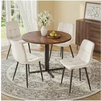 VASAGLE Esszimmerstuhl Samt, Küchenstühle, Sessel mit verstellbaren Füßen, für Wohnzimmer (4 St), bis 120 kg belastbar, modern, gepolstert, cappuccinobeige
