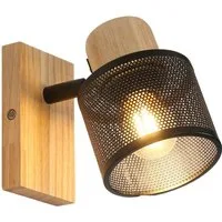 Riserva Wandleuchte Wandleuchte aus Holz,Schmiedeeisen,E27,für Arbeitszimmer, Cafés