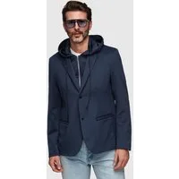 OMBRE Anzugsakko Herren Blazer mit Kapuze Casual Sakko Navy XL (kein Set, 1-tlg) Abnehmbare Kapuze