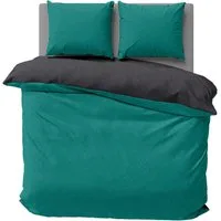 One Home Bettwäsche Doubleface Unifarben, Fleece, 3 teilig, Wende modern, kuschelig flauschig warm weich Winter Doppelbett