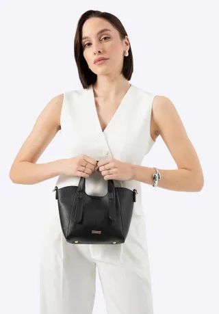 Wittchen Mini-Etui für Damen aus schwarzem Kunstleder mit herausnehmbarem Beutel