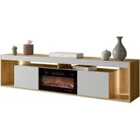 MIRJAN24 TV-Schrank Fiore EF 2D mit Kamin (mit zwei Drehtüren) Realistische Flamme, Heizfunktion, LED-Beleuchtung