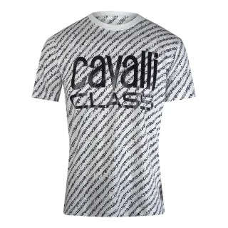 Cavalli Class - Weißes T-shirt Mit Fettem Logo-schriftzug