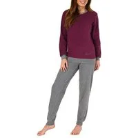 Normann Pyjama Damen langarm Frottee Schlafanzug mit Bündchen