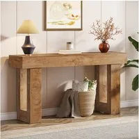 Tribesigns Konsolentisch 160 cm, Schmaler Landhausstil Tisch für hinter dem Sofa (160B x 35T x 85H cm), Naturholzoptik, Beistelltisch für Flur, Wohnzimmer und Eingangsbereich