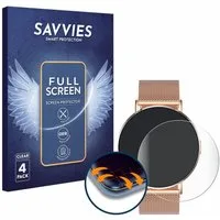 Savvies Displayschutzfolie Fullscreen Schutzfolie für Levowatch Eve 1.3", 4 Stück, Displayschutz Folie Fullcover Klar Transparent