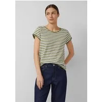 s.Oliver Kurzarmshirt T-Shirt T-Shirt mit Rollkanten und Flammgarnstruktur