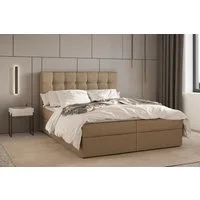 MOEBLO Boxbett Bett 05 (Polsterbett Kontinentalbett, Bonell, Topper, Doppelbett 160x200, gepolstertes Kopfteil mit Bettkasten), gepolstertes Kopfteil mit Bettkasten