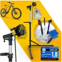 Tarpofix® Fahrrad-Montageständer Höhenverstellbarer Fahrrad-Montageständer bis 50 kg, Reparaturständer mit 360° drehbarem Klemmkopf und magnetischer Ablage