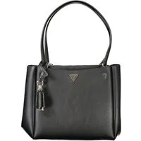 GUESS JEANS Umhängetasche, Schwarze Damen-Tasche mit Henkel & Reißverschlusstaschen – Elegant