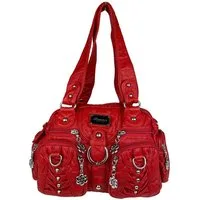 Taschen4life Schultertasche klassische Damen Handtasche (Schultertasche) mit Nieten AKW22032, viele Fächer, verstellbarer abnehmbarer Schulterriemen