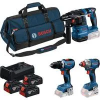 18V Profi-Set Bohrhammer GBH 18V-22 + Bohrschrauber GSR 18V-65 + Schlagschrauber GDX 18V-285 blau/schwarz, 3x Li-Ionen Akku 5,0Ah, Werkzeugtasche