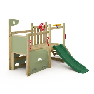 Wickey My First Fort 2 - Kleinkinder Kletterturm mit 60cm Podesthöhe, Rutsche & Kletterleiter - Sicherer Abenteuerspielplatz für den Garten - Wickey