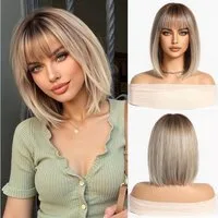 LuxusKollektion Kunsthaarperücke Perücke Bob Schulterlänge Fransen Synthetik Ombre Cosplay Blond