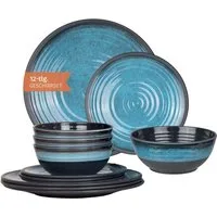 Moritz Geschirr-Set Camping Geschirr Stone Blue12-teilig