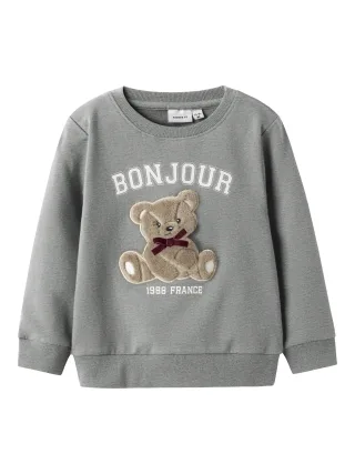 NAME IT - NMFREAR LS SWEAT BRU grey melange - Gr. - 92