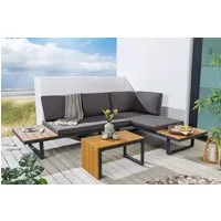 riess-ambiente Sitzgruppe IBIZA MODULAR LOUNGE 250cm anthrazit/grau/natur - Outdoor, wetterfest, (Set, 3-tlg., 2x Sitzelement, Tisch, 2x Sitzkissen, 4x Rückenkissen), pflegeleicht & abnehmbarer Bezug - ideal f. Garten, Balkon & Terrasse
