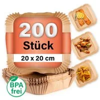 GOURMETmaxx Backpapier Backpapier mit Antihaftbesachichtung, Airfryer Heißluftfritteuse Einwegschalen Baking Paper 200 Stück