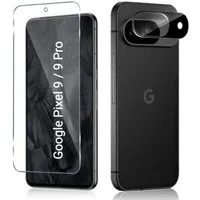 CLM-Tech Displayschutzglas für Google Pixel 9 Panzerfolie 1X und Kameraschutz 1X für Google Pixel 9, Schutzfolie 2er Set Kameraglas Panzerglas Displayschutz 9H Glas, 2 Stück, Unterstützt Fingerabdruck-ID