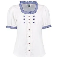 Orbis Textil GmbH & Co. KG Trachtenbluse Trachtenbluse - DEBBY - weiß/mittelblau, weiß/mittelbraun