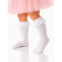 La Bortini Kniestrümpfe Kniestrümpfe weiße Socken Strümpfe mit Rüschen für Baby und Kinder elastisch, weich, mit Spitzen, in Weiß, in verschiedenen Größen