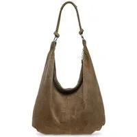 Caspar Schultertasche Damen Vintage Leder Tasche Hobo Bag - CLASSIC LINE - Modell No.617, 100% italienisches Veloursleder, samtig weich, angenehmer Tragekomfort