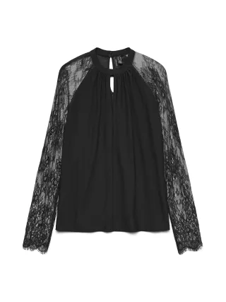 VERO MODA - VMMILLA LS LACE TOP JRS NOOS Black - Gr. - M