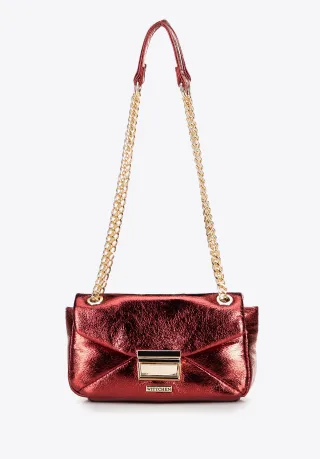Wittchen Mini-Umhängetasche für Damen aus glänzendem rotem Öko-Leder