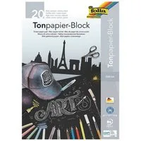 Folia Bastelkartonpapier, Tonpapier schwarz, Format DIN A4, 130 g/m², 20 Blatt