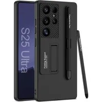 Wigento Handyhülle Für Samsung Galaxy S25 Ultra GKK Hülle Stifthalterung + Stift Schwarz, Halterung, Stifthalterung, Stift