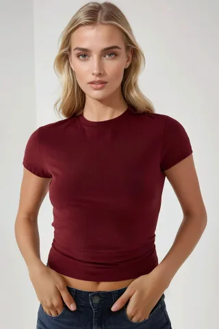 Slim Fit Soft Touch Baumwoll Rundhals T-Shirt