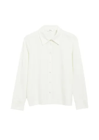 s.Oliver Red Label - Langarmshirt mit Kragen weiß - Gr. - 34