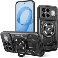 Wigento Handyhülle Für Xiaomi Poco F8 Ultra MagSafe 360 Drehring Schutz Hülle Schwarz, MagSafe 360 Grad Ring Series Hybrid Schutzhülle