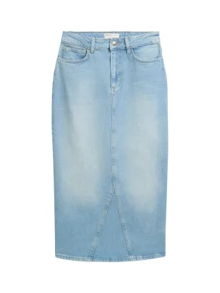 Denim Tom Tailor - Midi Jeansrock aus recycelter Baumwolle used mid stone blue denim - Gr. - S