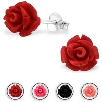 Monkimau Paar Ohrstecker Rosen Ohrringe 925 Silber Kinder Ohrstecker (Packung)