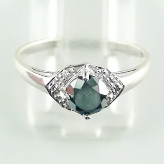 9k Weißgold Diamantring mit 0,71 ct schwarzem Diamant