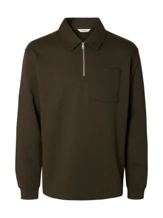 selected men - Sweatshirt mit Reissverschluss braun - Gr. - M