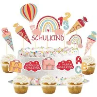LuxusKollektion Sticker Tortendeko Einschulung Mädchen 13-tlg. ABC Kuchendeko 2024