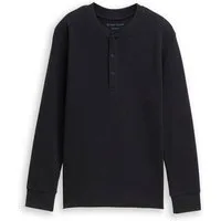 TOM TAILOR Langarmshirt mit Rundhals und kurzer Knopfleiste