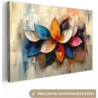 OneMillionCanvasses® Leinwandbild Blume - Abstrakt - Bunt - Blätter, Fotodruck (1 St), Leinwand Bilder Klein, Wand Dekoration Aesthetic 30x20 cm