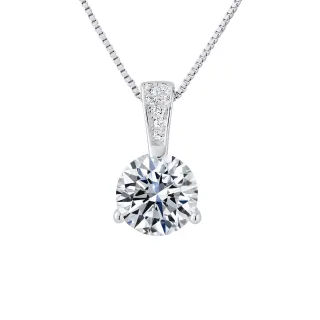 Pendentif SOLITAIRE avec Bélière Oxydes de Zirconium Argent 925 Livré avec Chaîne Offerte