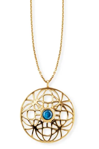 cai Anhänger mit Kette 925/- Sterling Silber vergoldet Topas 70cm