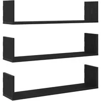 vidaXL Regal Wandregale 3 Stk. Schwarz Eichen-Optik 80x18x18cm Holzwerkstoff, 1-tlg.