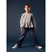 Name It Weite Jeans NKFROSE für Mädchen mit weitem Bein und klassischem Sitz normal, Denim, Abriebeffekte, Reißverschluss
