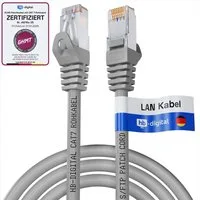 HB-DIGITAL Patchkabel CAT.7 Rohkabel LAN Kabel Cat7 S/FTP PiMF LSZH Netzwerkkabel, Netzwerkstecker, RJ-45 (150 cm), Kontaktoberfläche: Pins Vergoldet 50µ