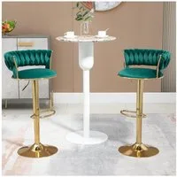 PFCTART Barhocker Samt Barhocker 2er Set, 360° drehbar & höhenverstellbar (Set, 2 St., Goldene Basis, für Küche, Esszimmer & Kücheninsel), Handgefertigte Rückenlehne, weich gepolstert, luxuriöser Samt