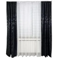 Gardinen by Justyna Verdunkelungsvorhang 2er Schal Set Schwarz (2 St), Kräuselband, abdunkelnd, Polyester, abdunkelnd, Polyester, Blickdicht,Verdunkelung,Verdunkelt