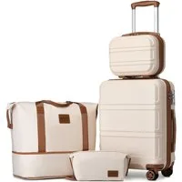KONO Trolleyset Kombi-Set: Hartschalen-Koffer + Handgepäcktasche, (4 tlg)
