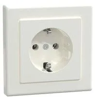 Schutzkontakt-Steckdose mit voller Abdeckplatte, Unterputz, 16 Ampere, 250 Volt, glänzend weiß (glänzend), Retail